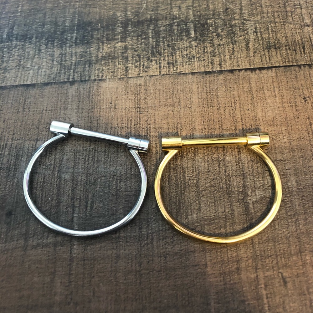 Gold and silver screw bracelets